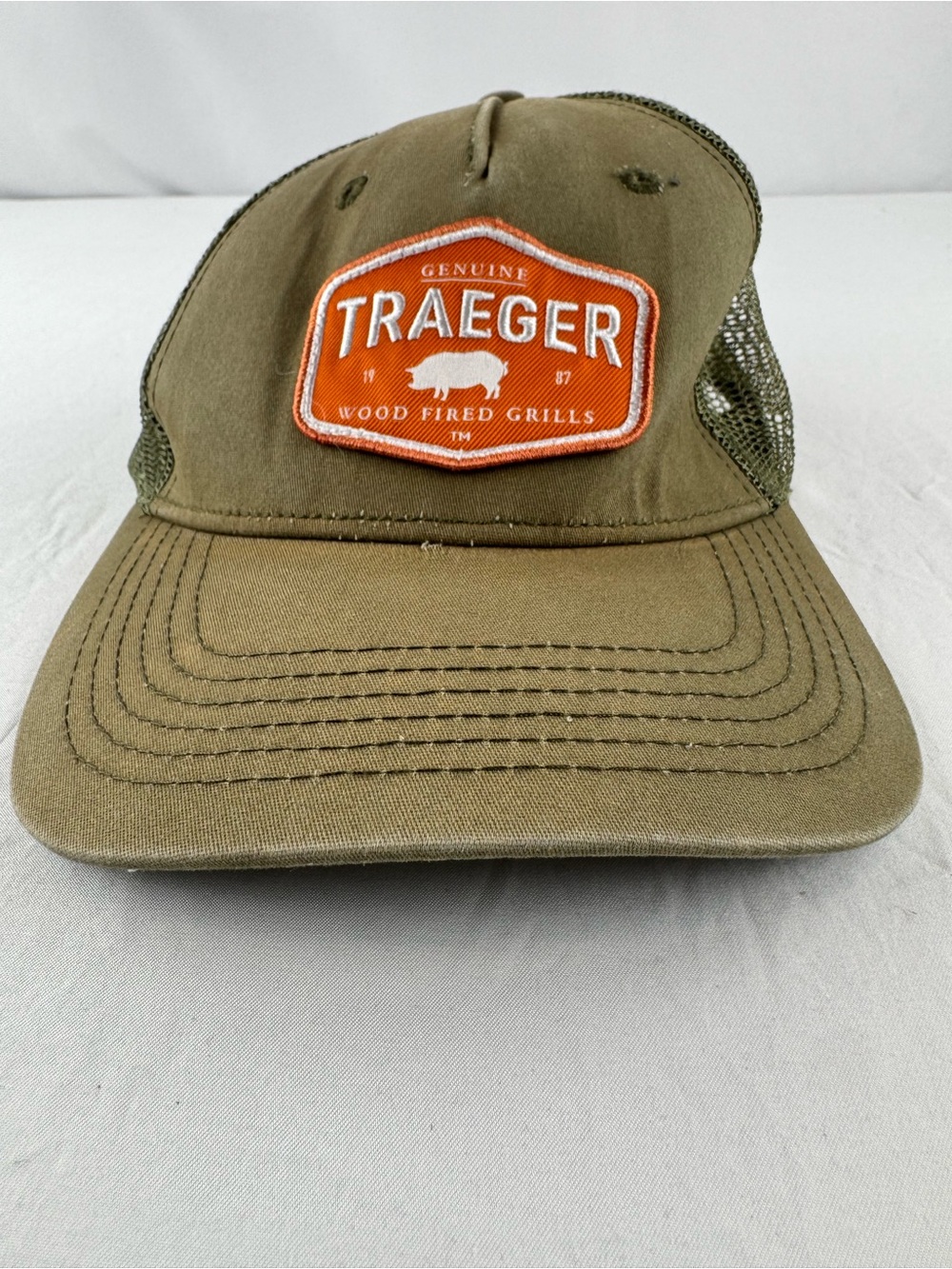 Traeger Olive Green Logo Adjustable  Trucker Hat